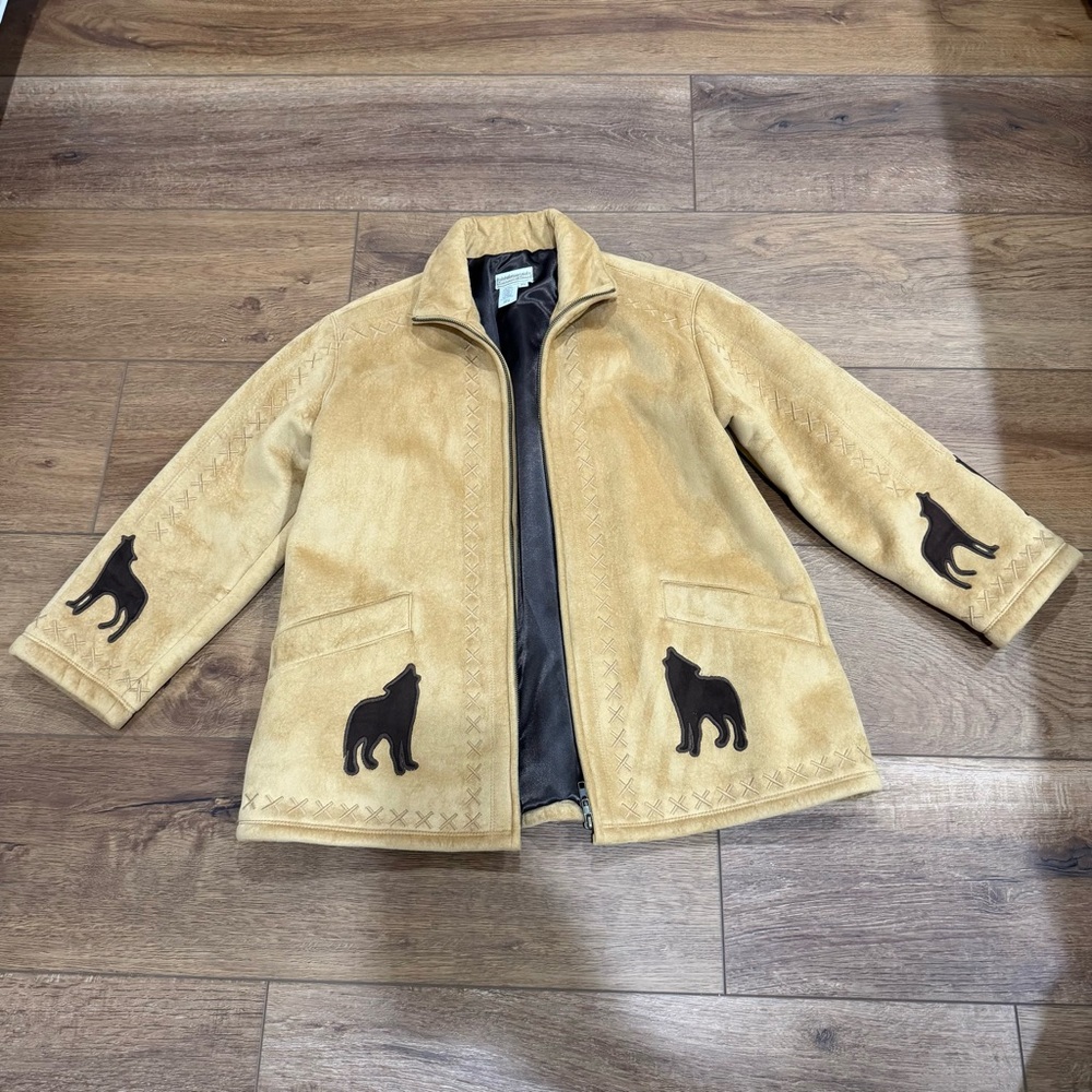 Coldwater Creek Wolf Faux Suede Coat Size PS - Picture 6 of 8